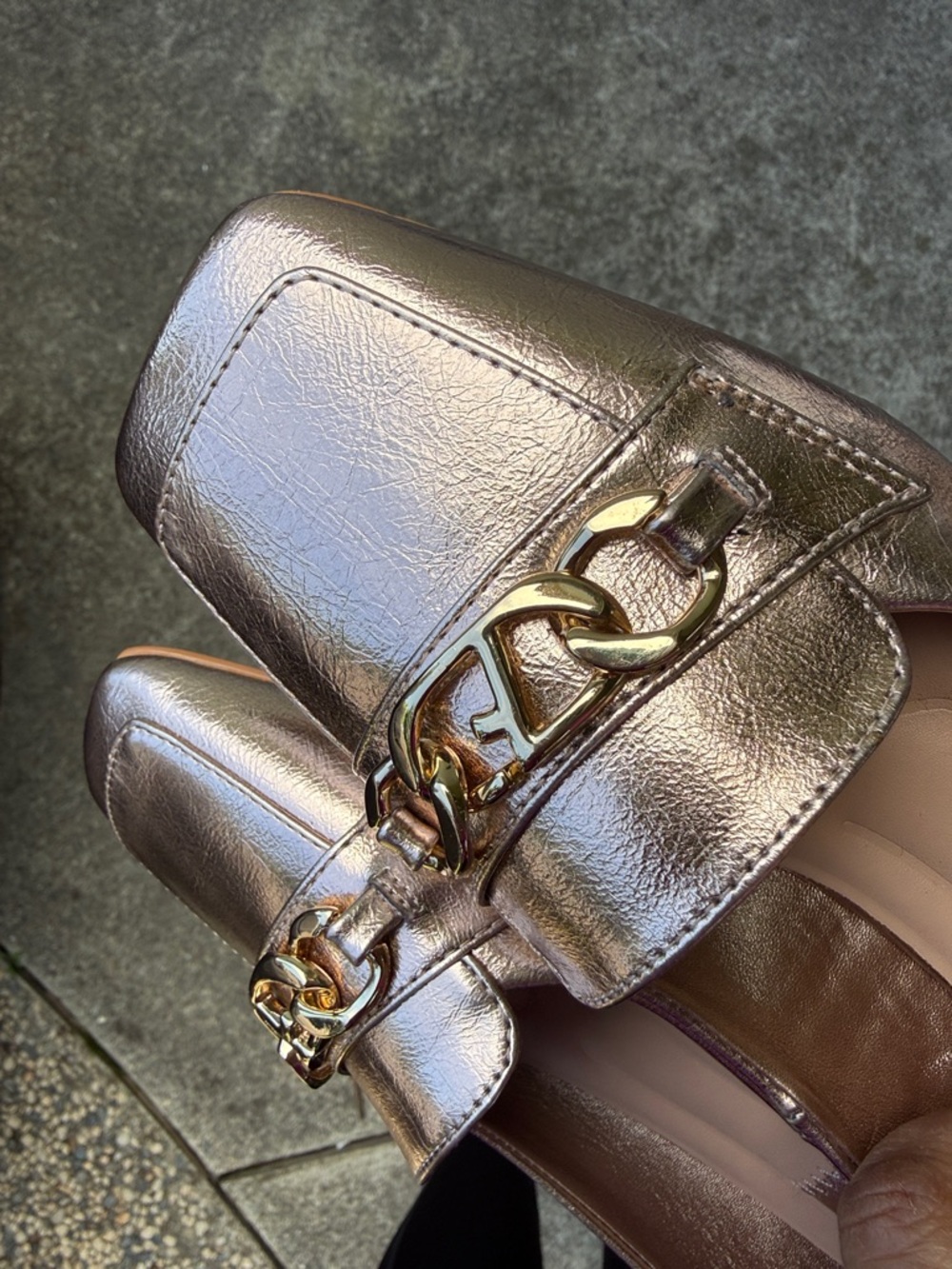 Franco Sarto Women’s Tiari Metallic Rose Gold Square Toe Gold Chain Flats 7 - Picture 17 of 17